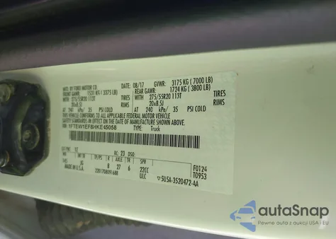 2017 Ford F-150 Xl z USA, uszkodzony, nr VIN 1FTEW1EF8HKE45058